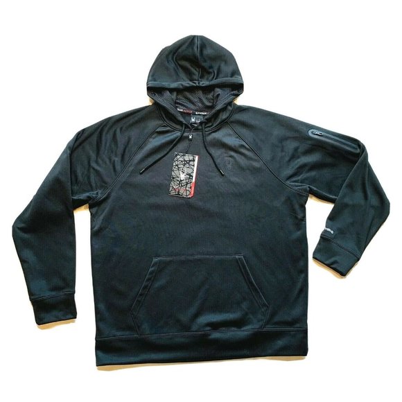 NWT Spyder Active Hoodie Sweatshirt Pullover Men Large ProWEB Fleece Lined Black - Picture 1 of 10